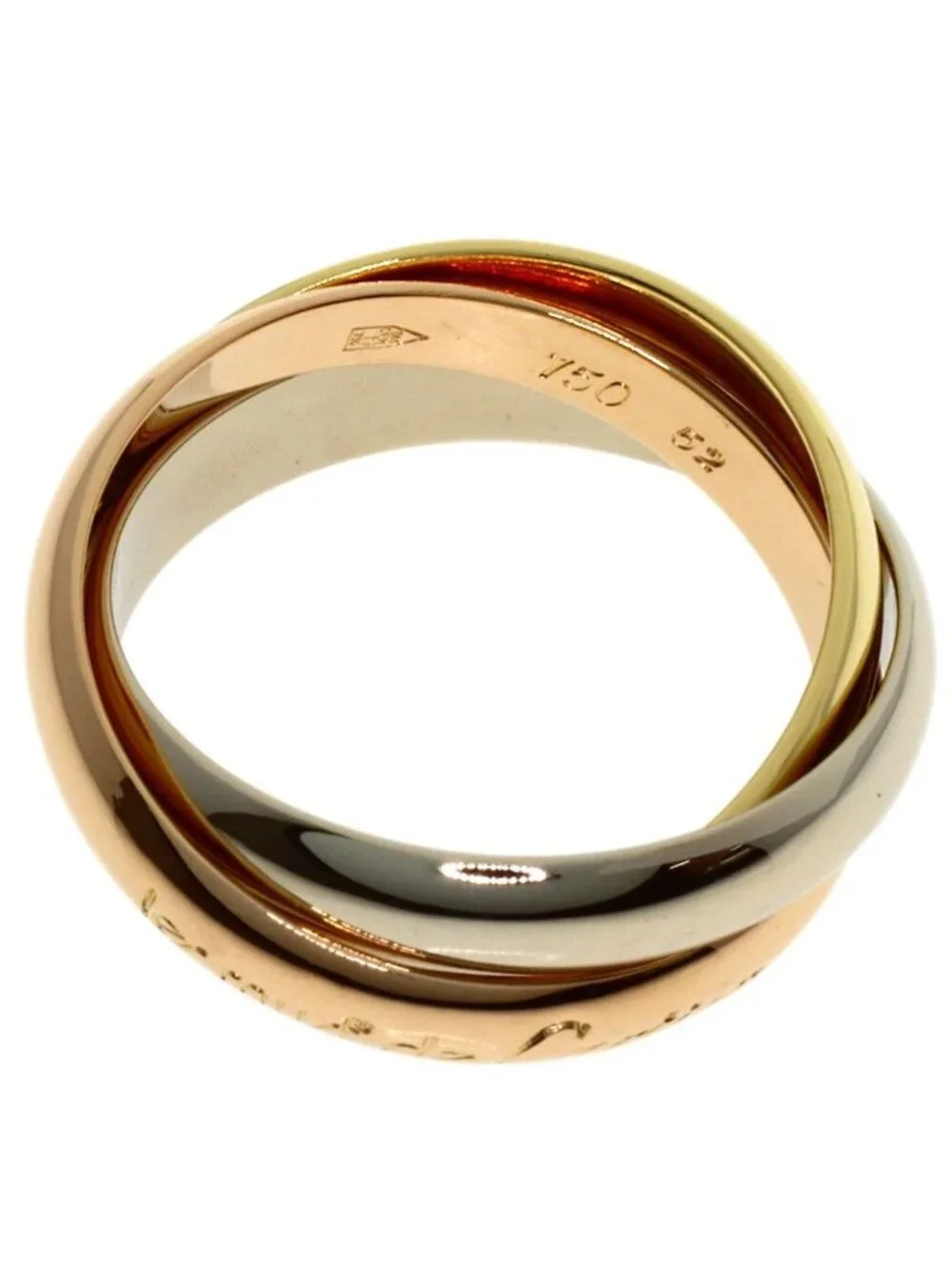 Cartier Trinity 52 Ring 18k Yellow Gold 18k White Pink